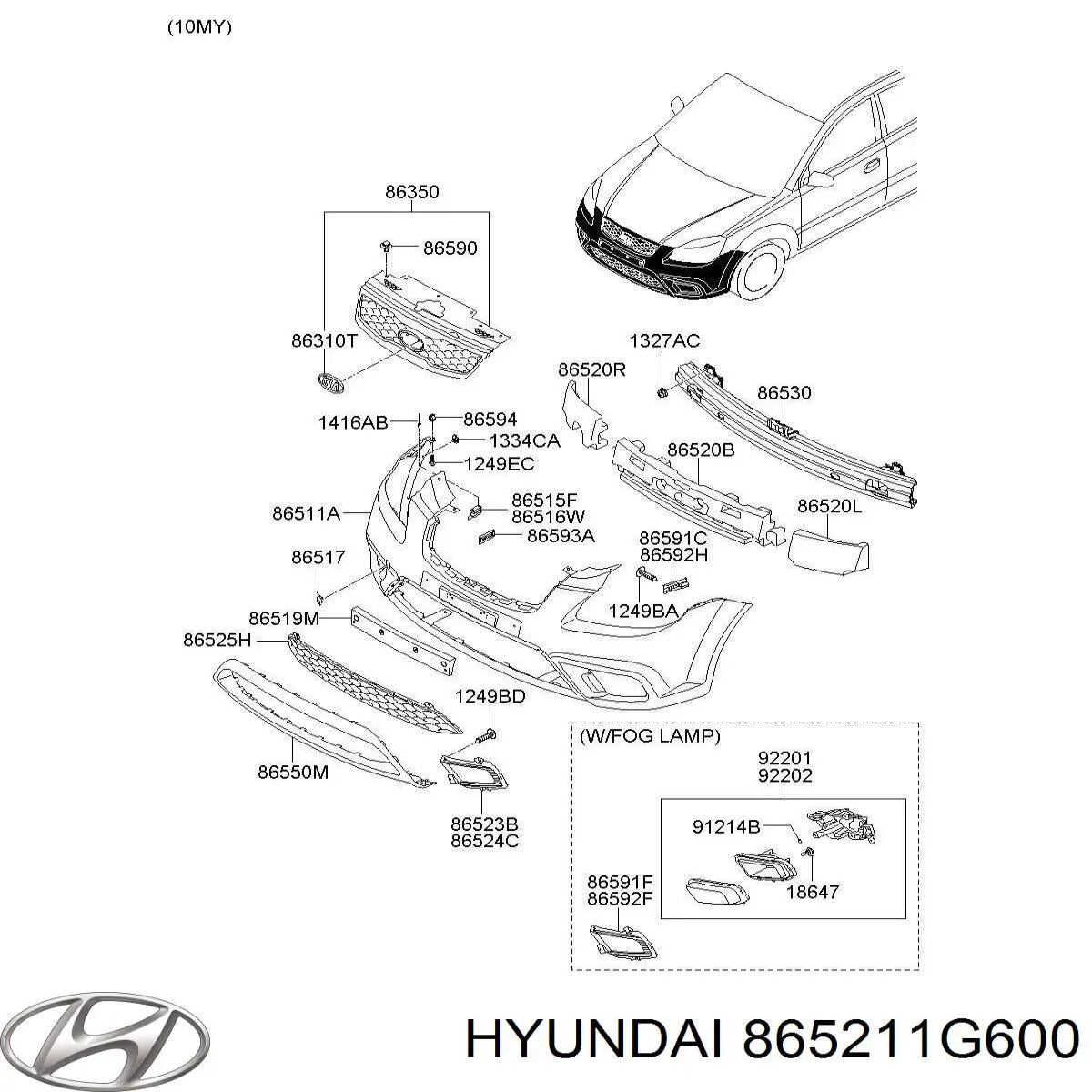 Купить 865211G600 Hyundai/Kia Абсорбер (наполнитель) бампера переднего