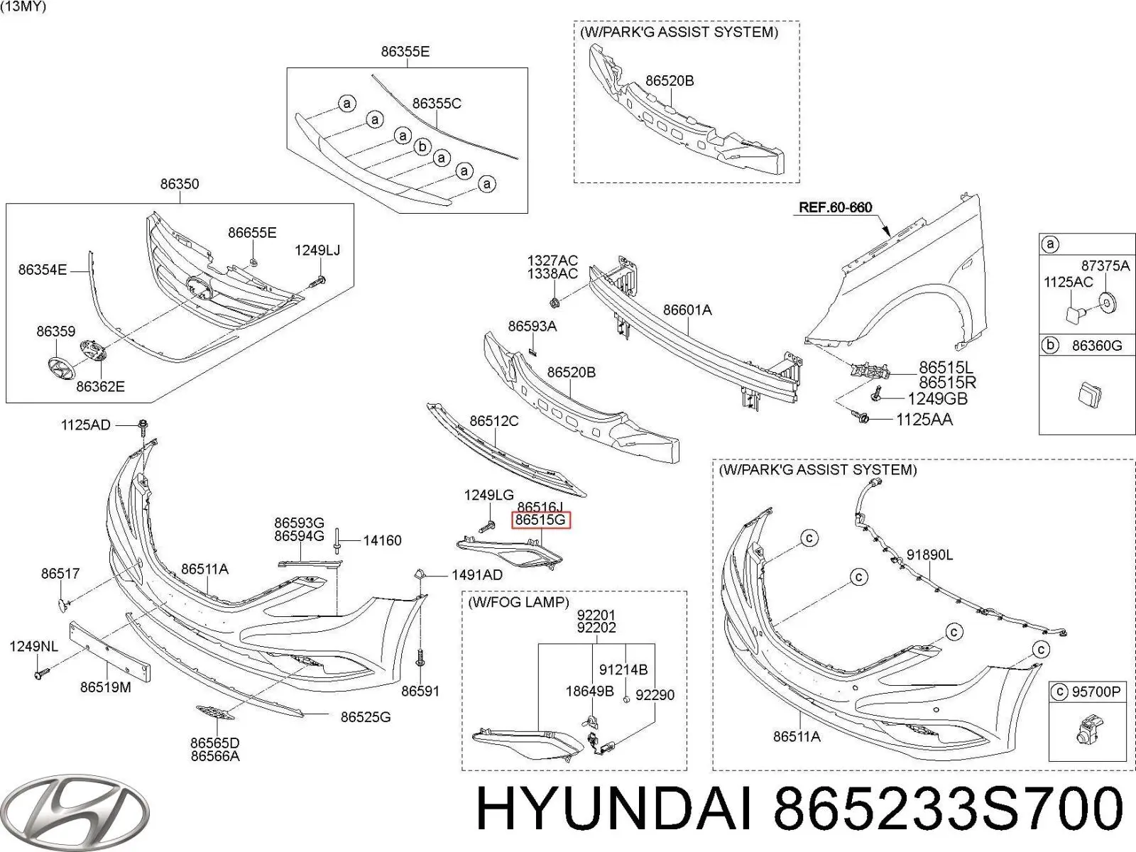 865233S700 Hyundai/Kia Заглушка противотуманок, левая