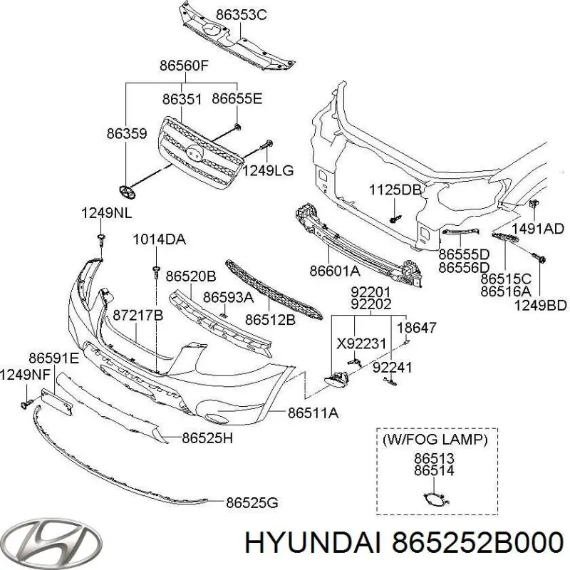 Решетка бампера переднего нижняя на Hyundai Santa Fe II 