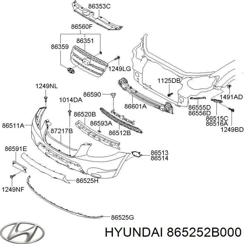 Решетка бампера переднего нижняя Hyundai/Kia 865252B000 цена, от 19.00 USD