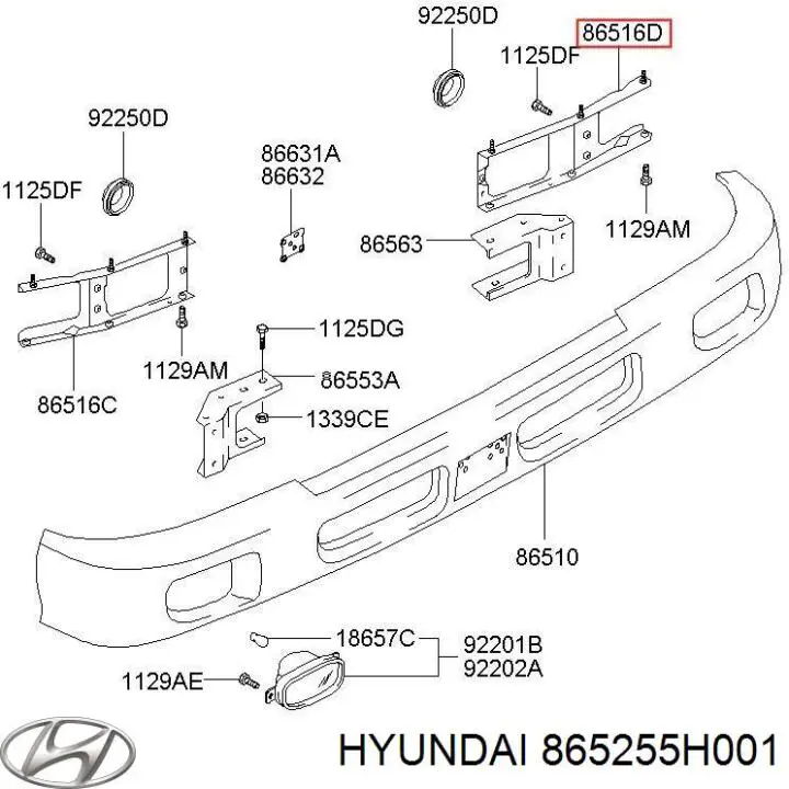 865255H001 Hyundai/Kia усилитель бампера переднего
