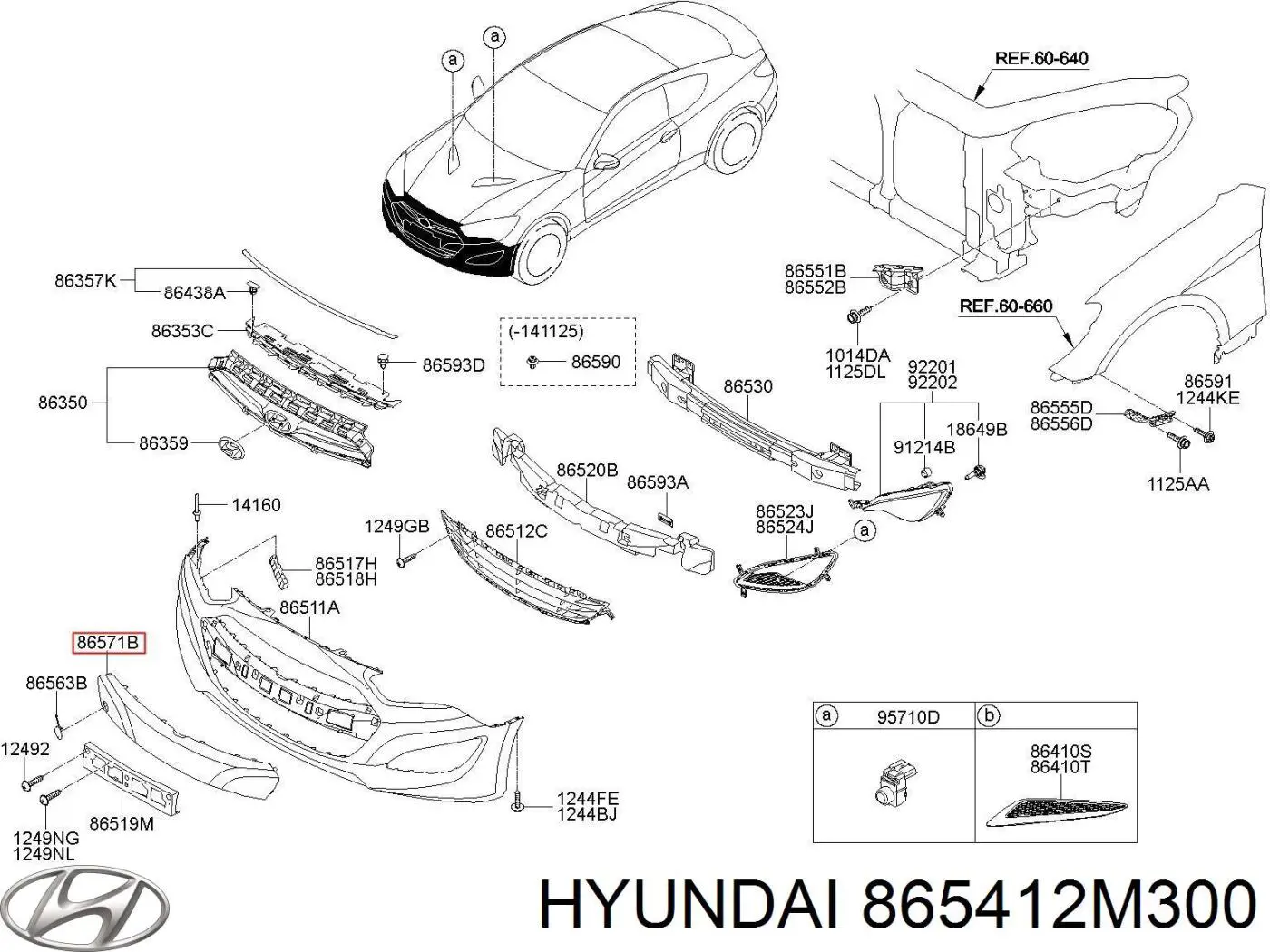 Молдинг бампера переднего центральный Hyundai/Kia 865412M300