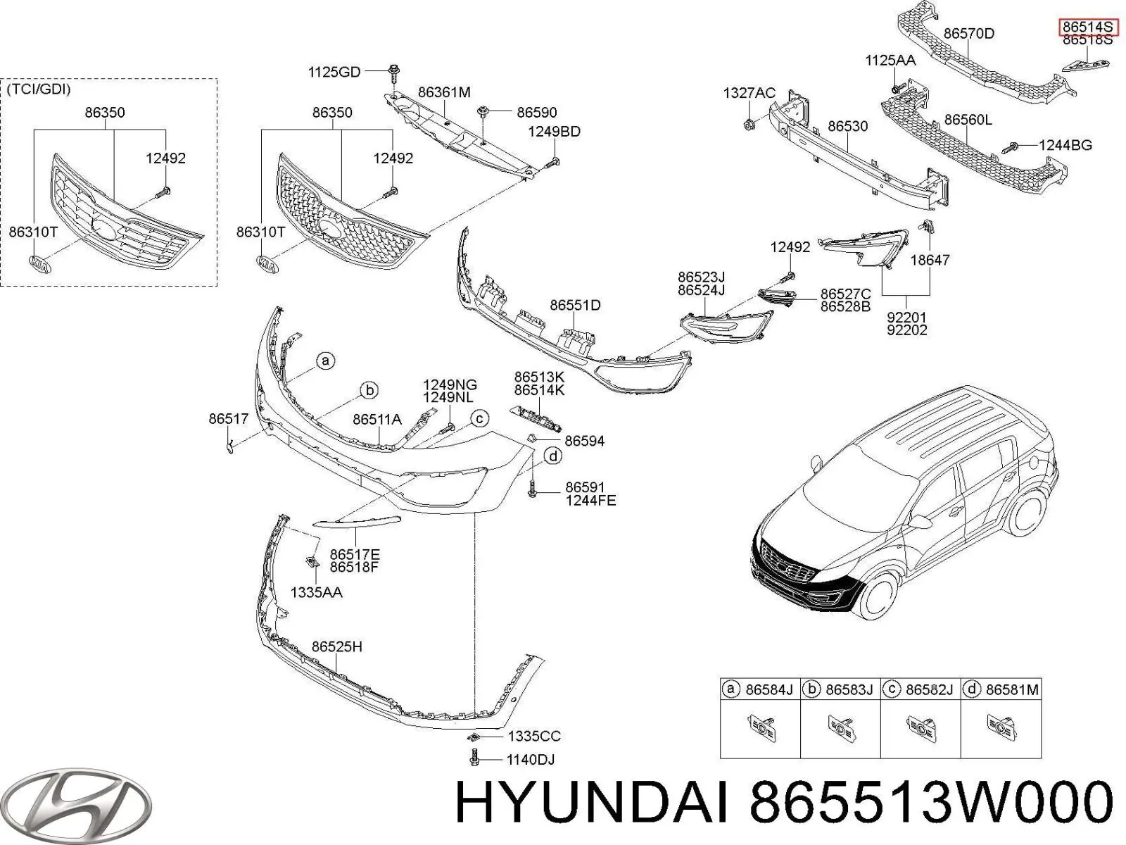 865513W000 Hyundai/Kia кронштейн усилителя переднего бампера