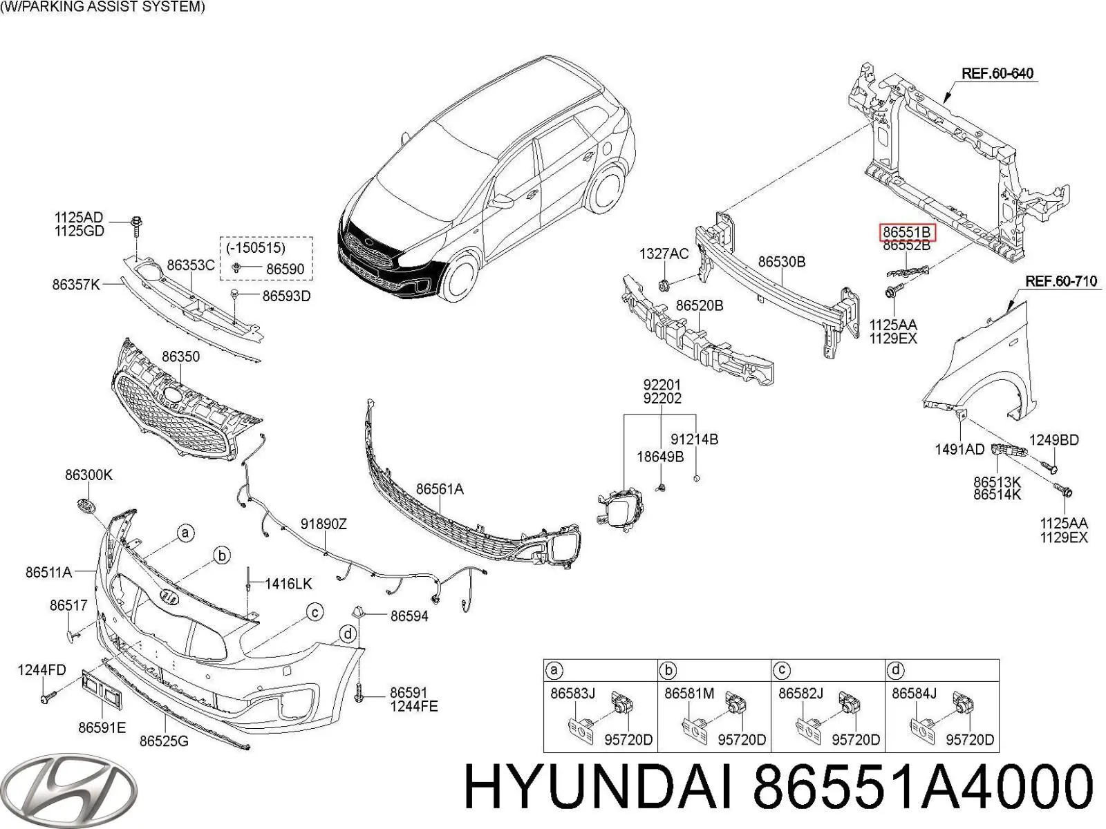 Купить 86551A4000 Hyundai/Kia Крепление бампера
