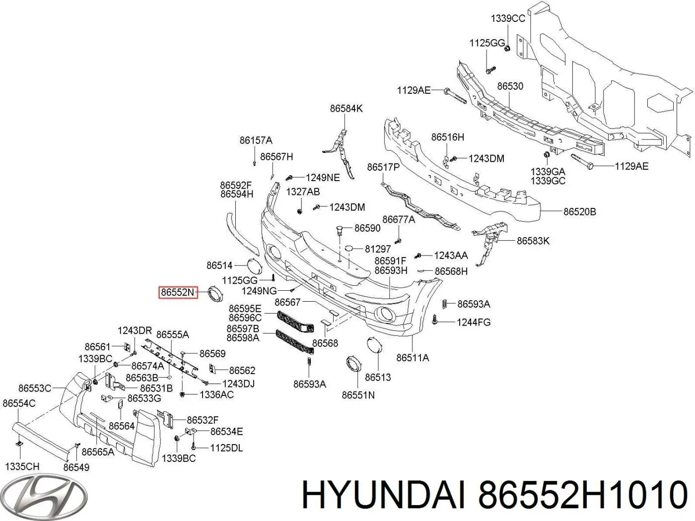 Ободок (окантовка) фары противотуманной правой на Hyundai Terracan HP
