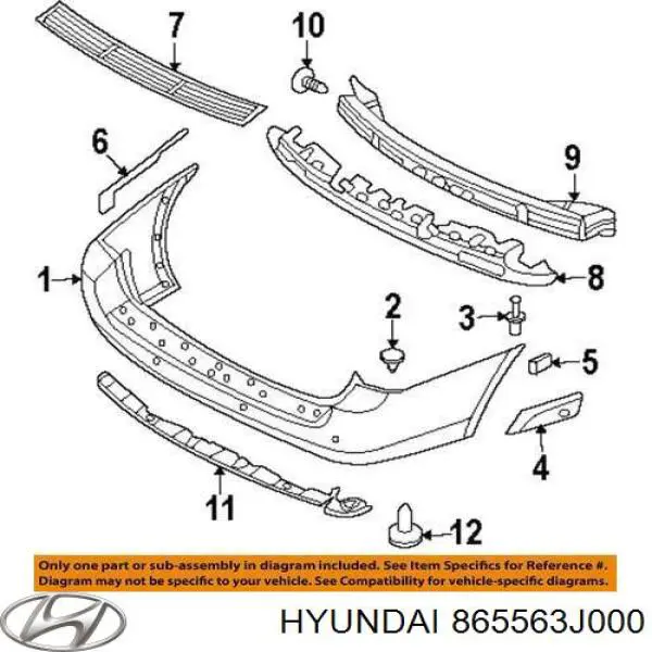 Правое крепление переднего бампера Hyundai/Kia 865563J000 цена, от 328.56 UAH