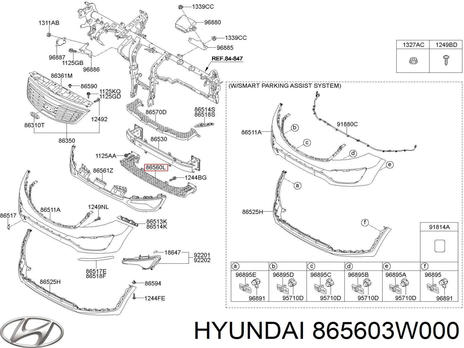 Решетка бампера переднего центральная Hyundai/Kia 865603W000 цена, от 106.00 USD