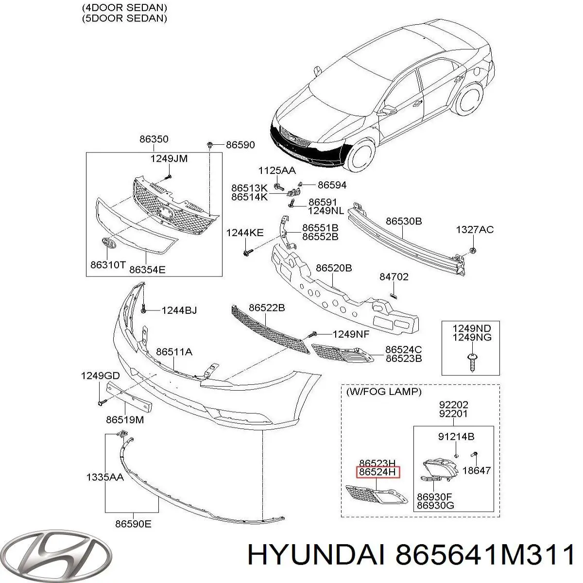 Ободок (окантовка) фары противотуманной правой Hyundai/Kia 865641M311 цена, от 31.67 USD