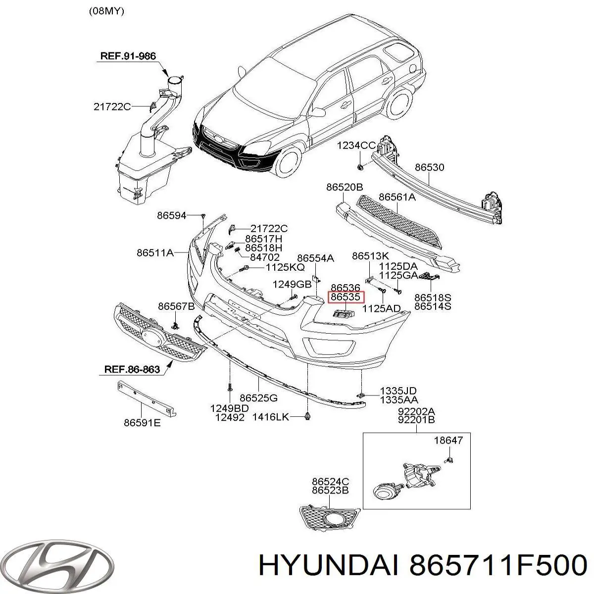 865711F500 Hyundai/Kia Левое крепление переднего бампера