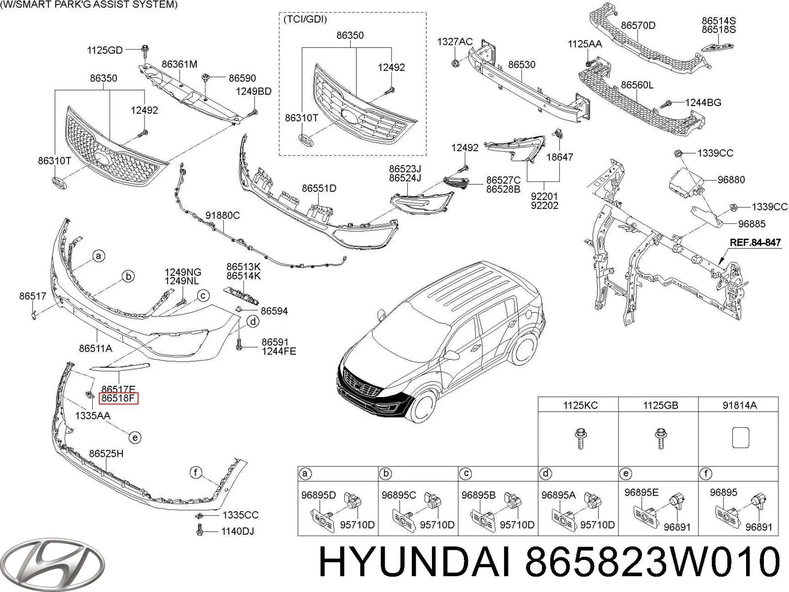 Молдинг бампера переднего правый 865823W010 Hyundai/Kia