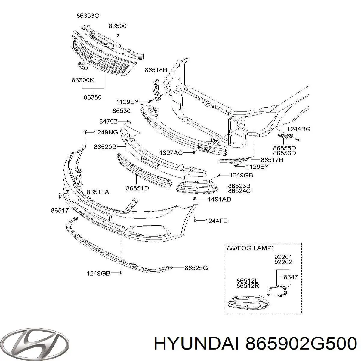 865902G500 Hyundai/Kia спойлер переднего бампера