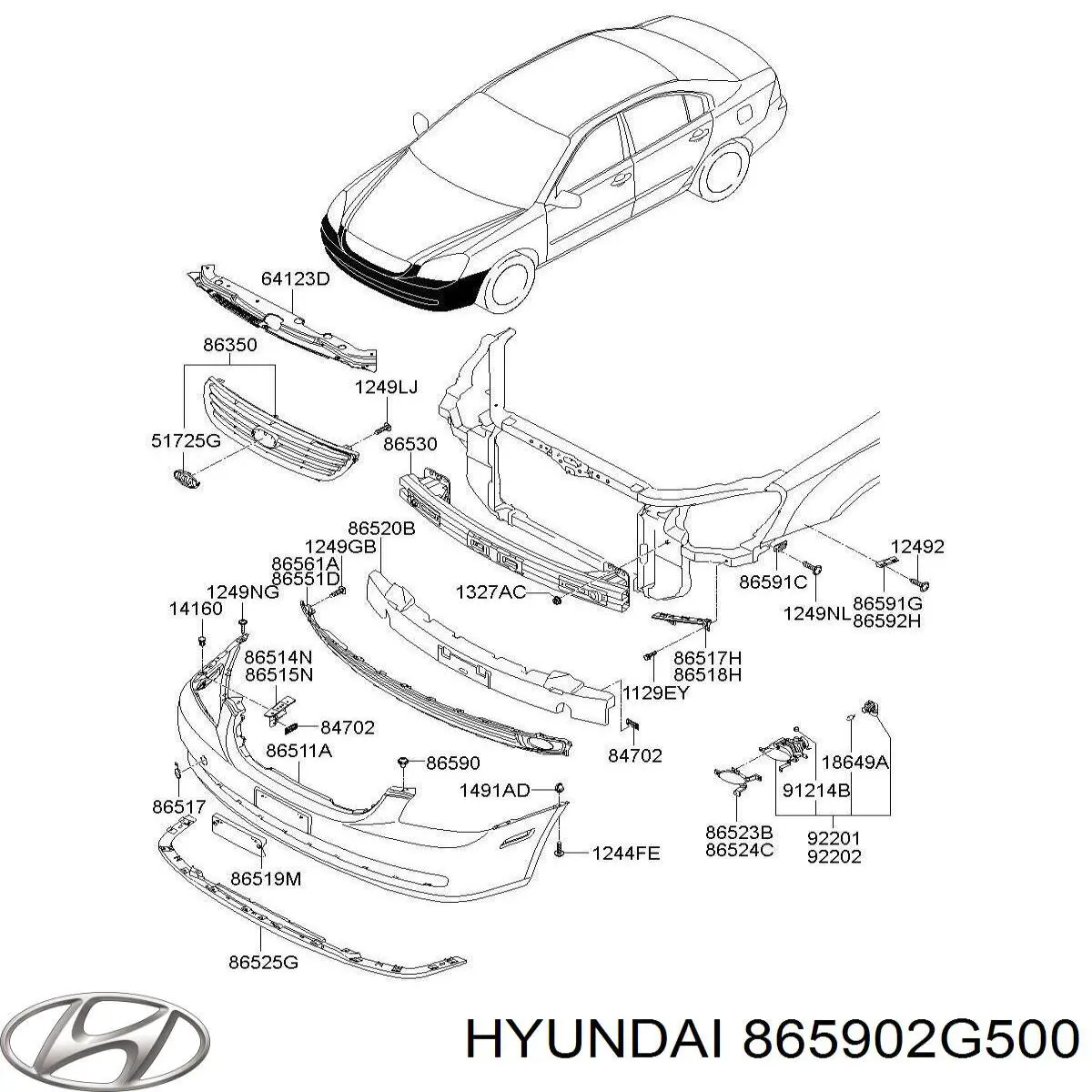 Спойлер переднего бампера Hyundai/Kia 865902G500 цена, от 32.10 USD