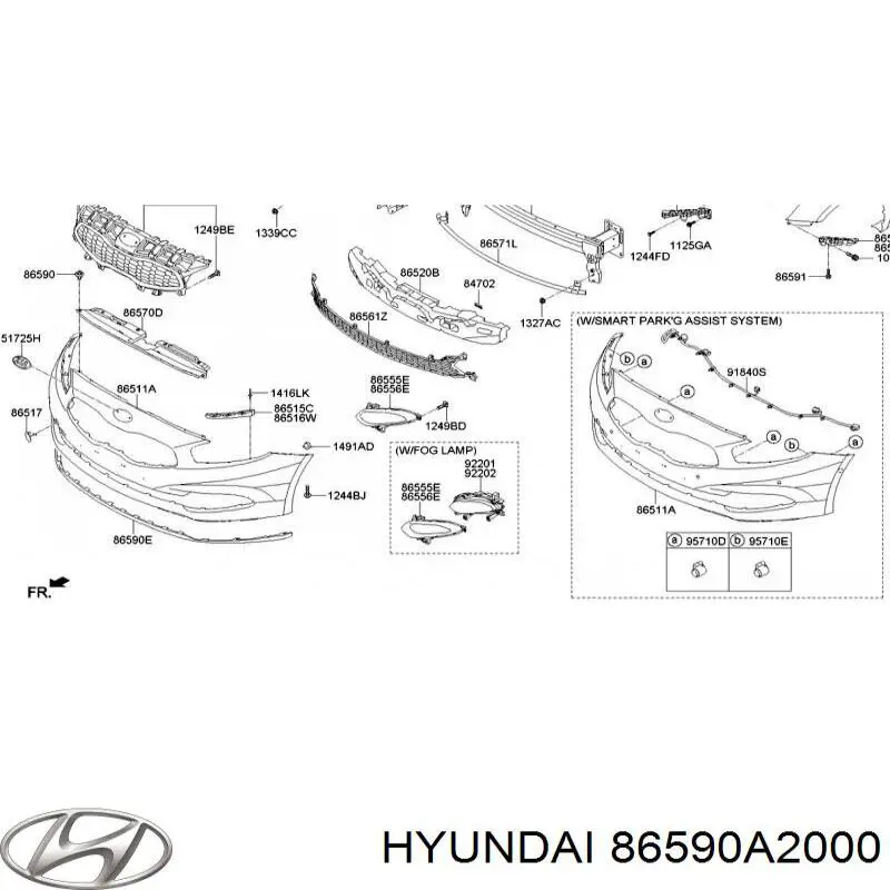 86590A2000 Hyundai/Kia спойлер переднего бампера