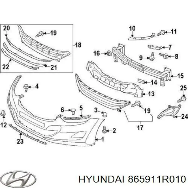 Спойлер переднего бампера 865911R010 Hyundai/Kia