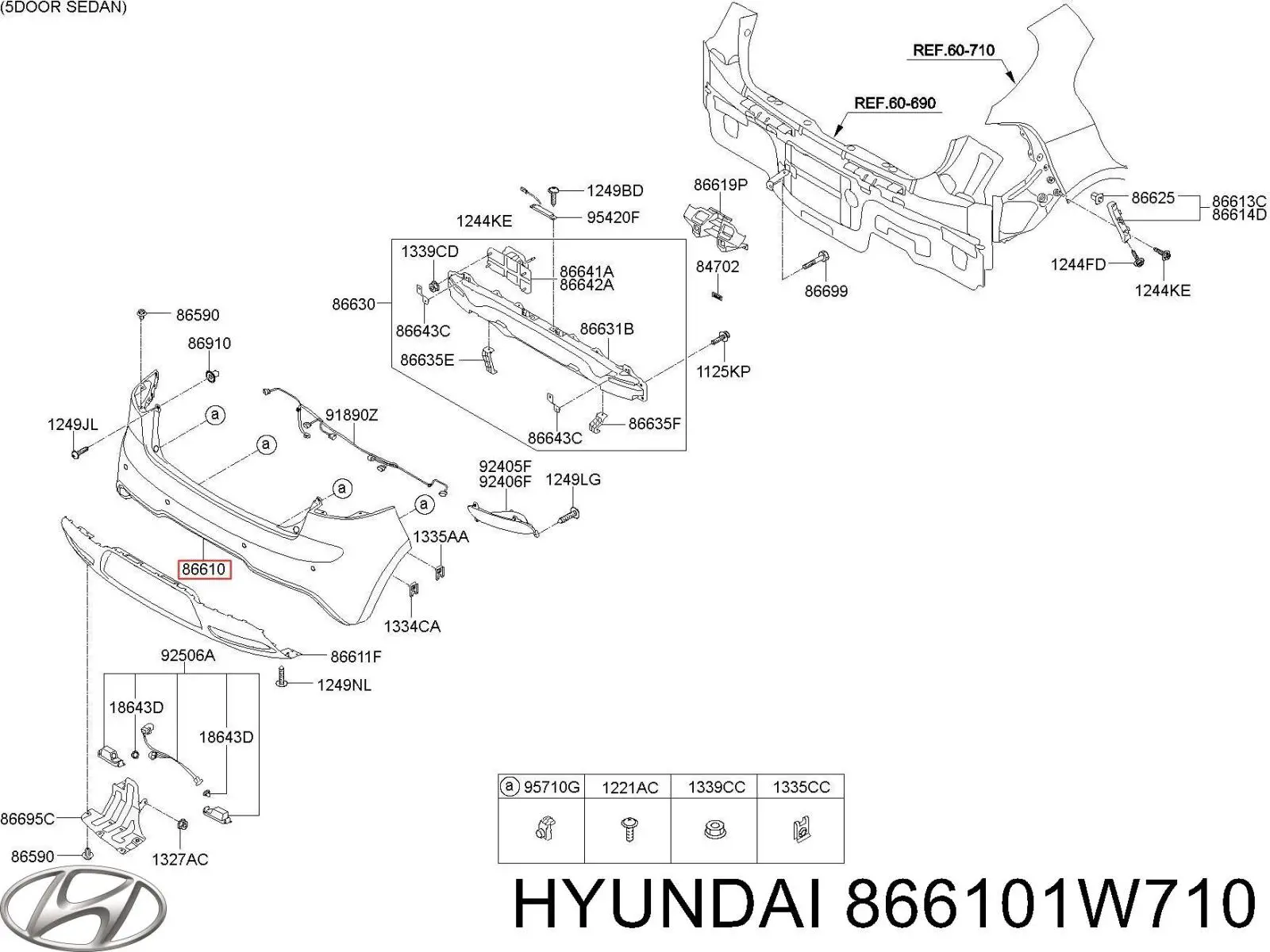 Бампер задний Hyundai/Kia 866101W710 цена, от 86.60 USD