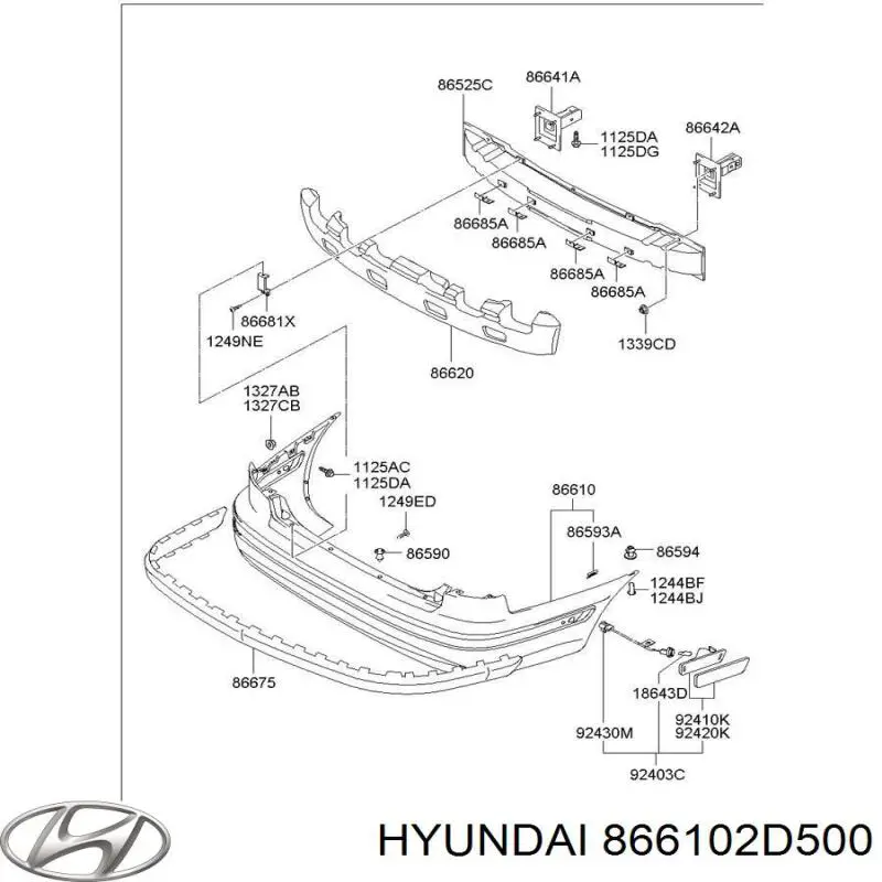 Бампер задний 866102D500 Hyundai/Kia