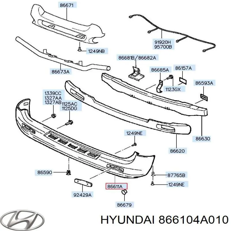 Задний бампер 866104A010 Hyundai/Kia