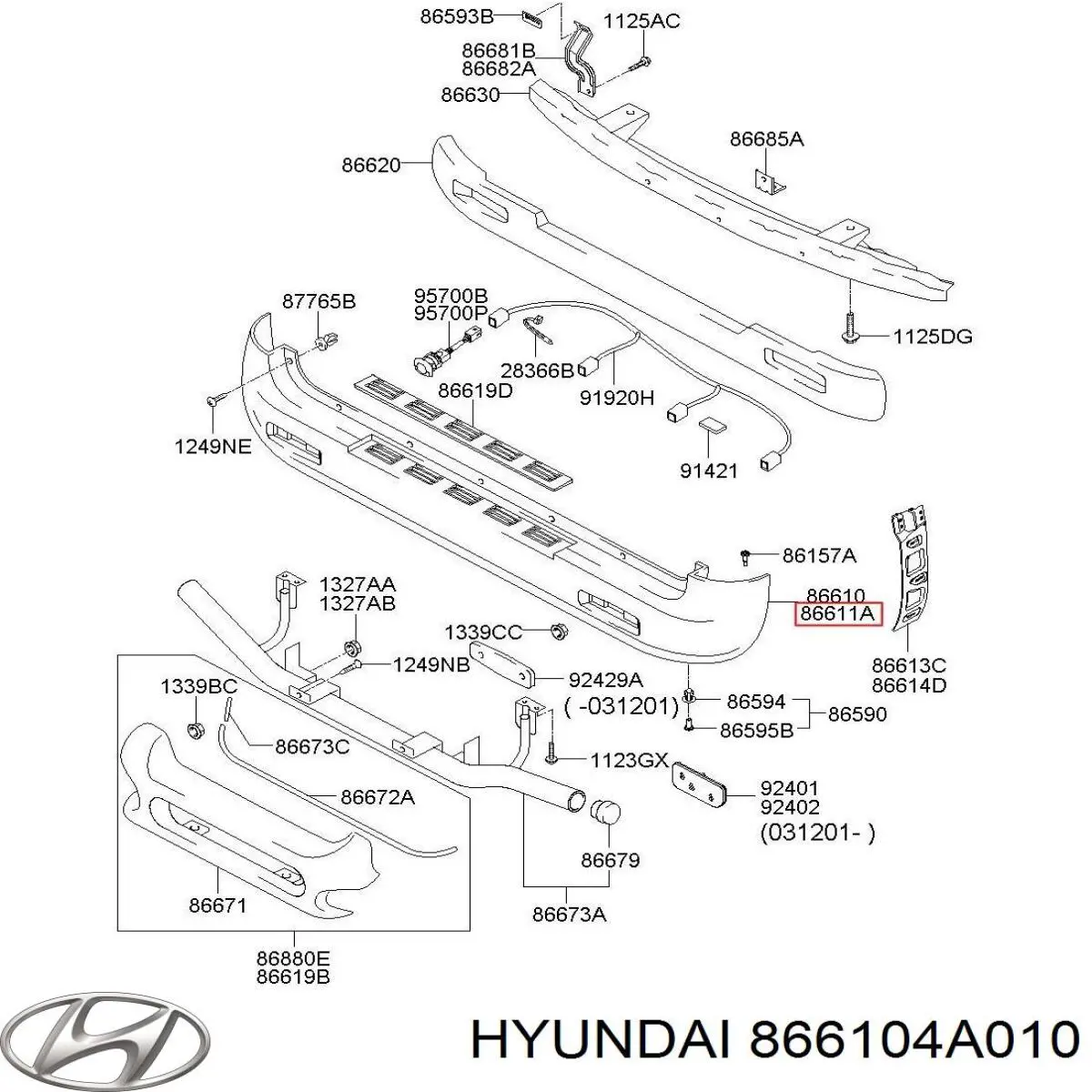866104A010 Hyundai/Kia Задний бампер