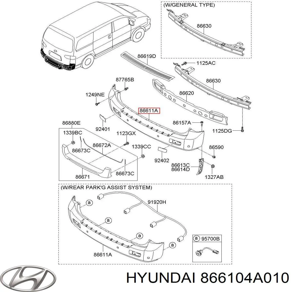 Бампер задний Hyundai/Kia 866104A010 цена, от 156.41 USD