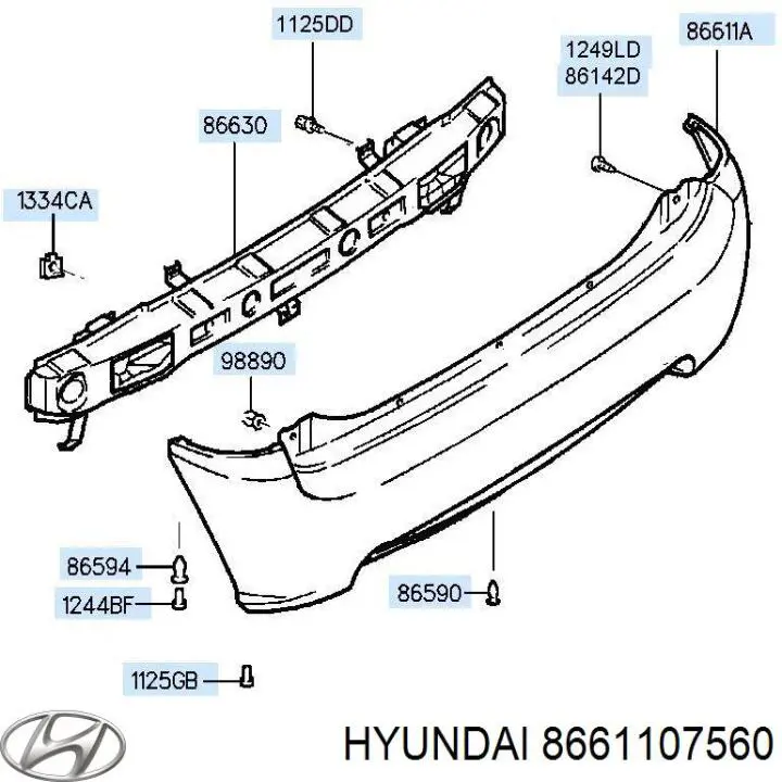 Задний бампер 8661107560 Hyundai/Kia