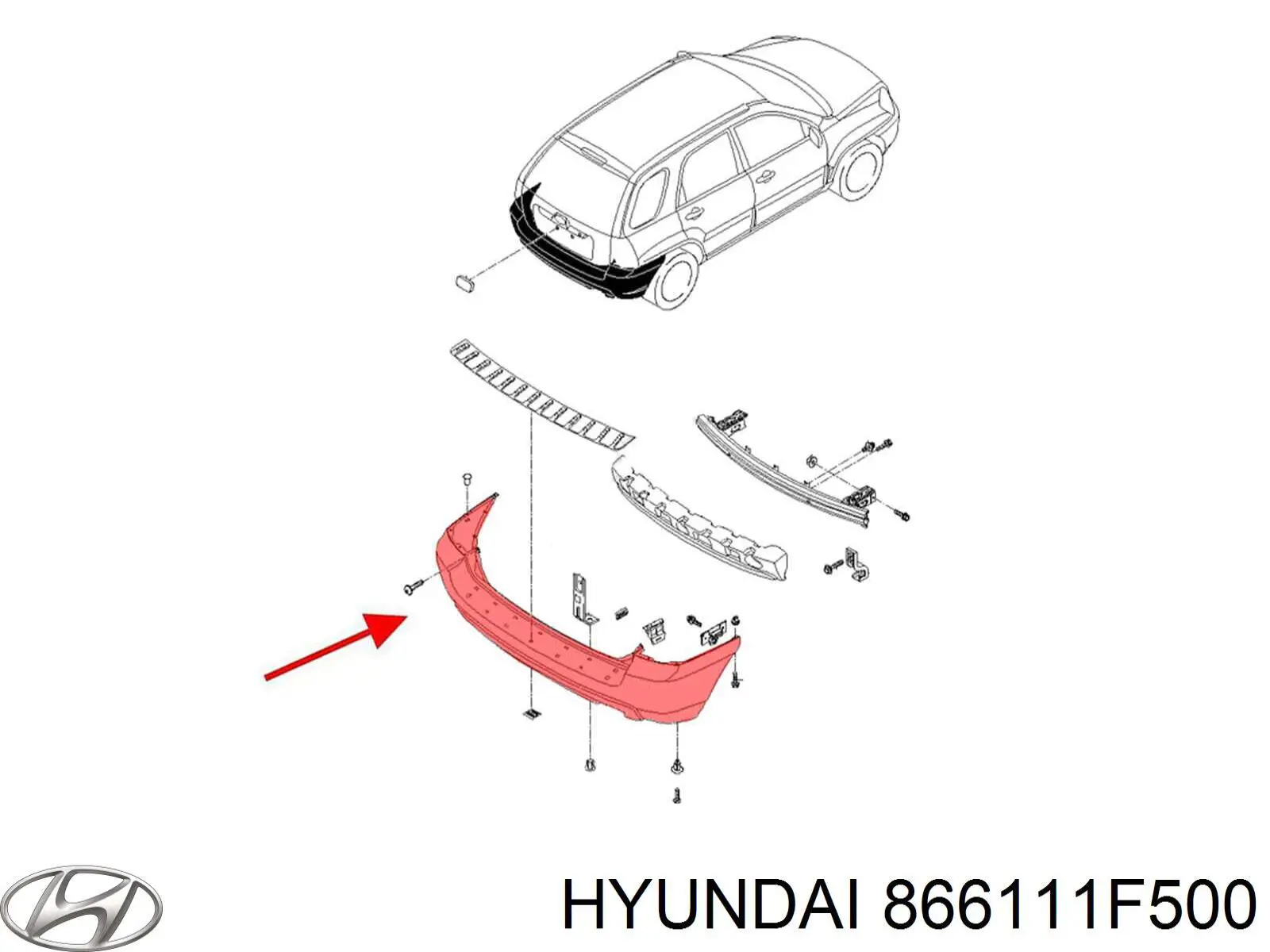 866111F500 Hyundai/Kia Задний бампер