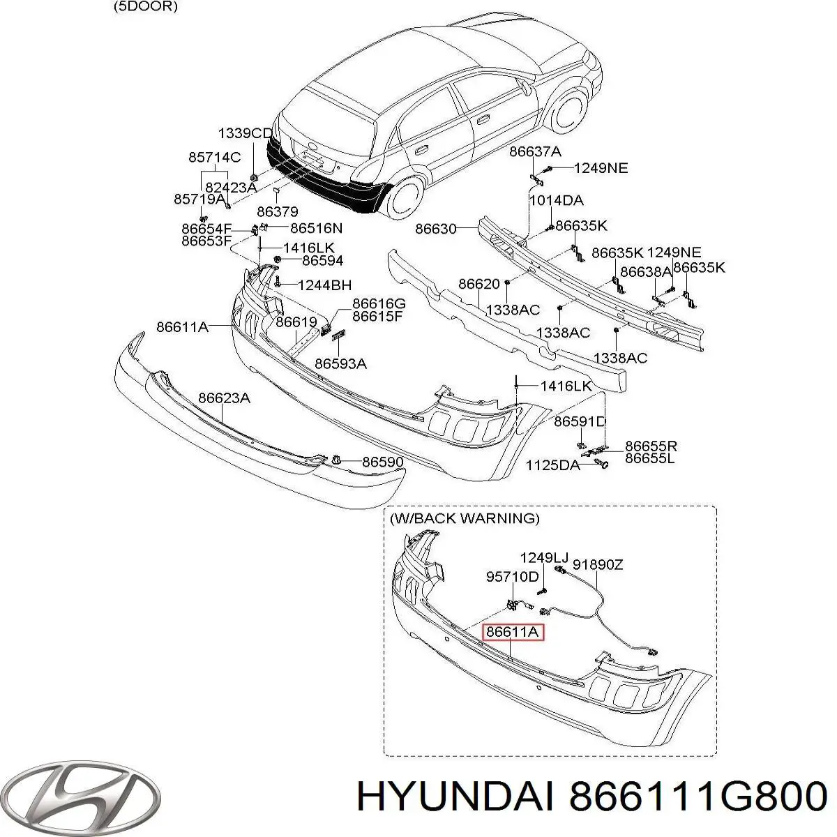 Купить 866111G800 Hyundai/Kia Задний бампер