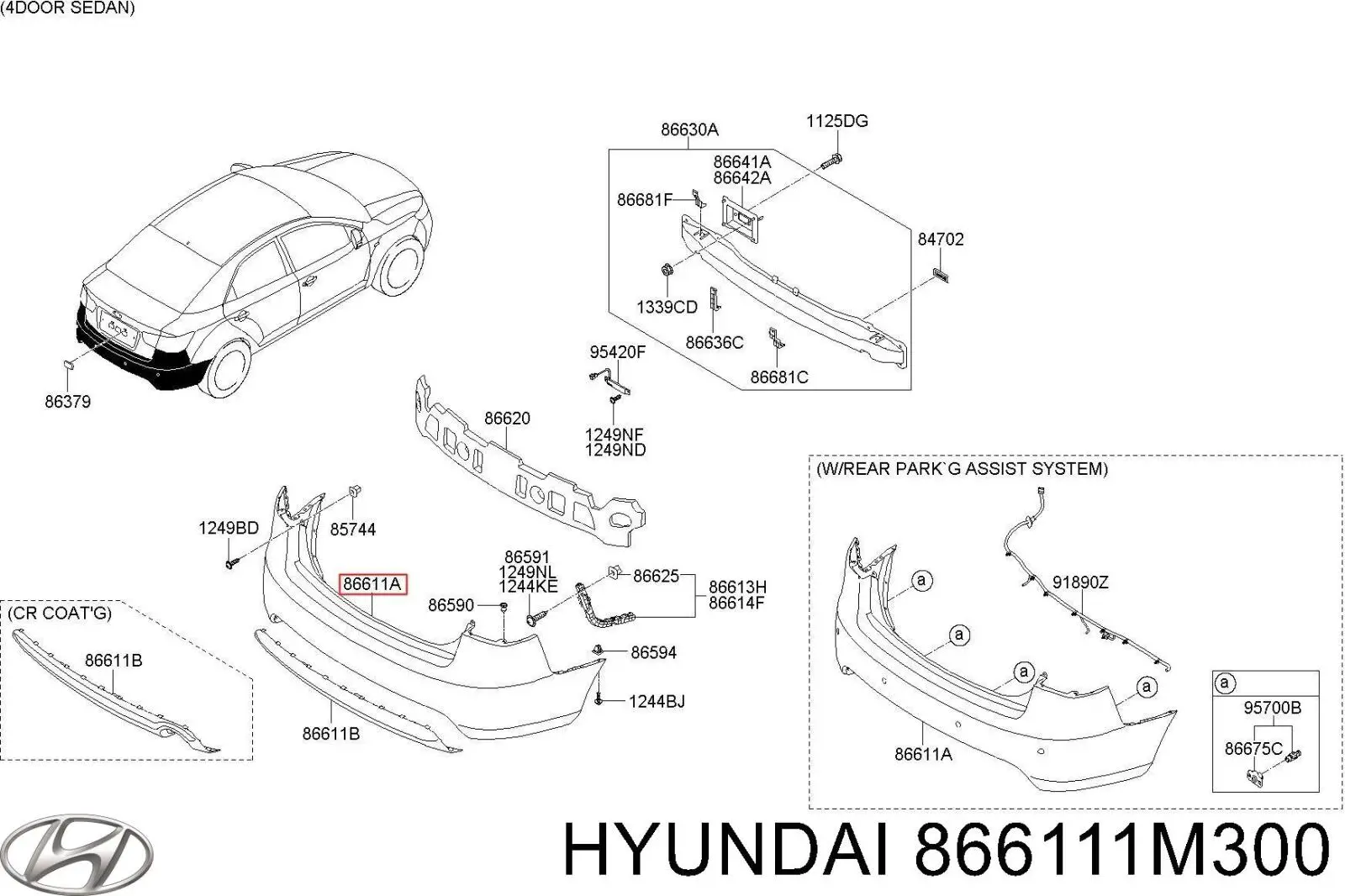 Купить 866111M300 Hyundai/Kia Задний бампер