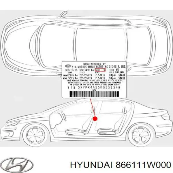 Задний бампер 866111W000 Hyundai/Kia