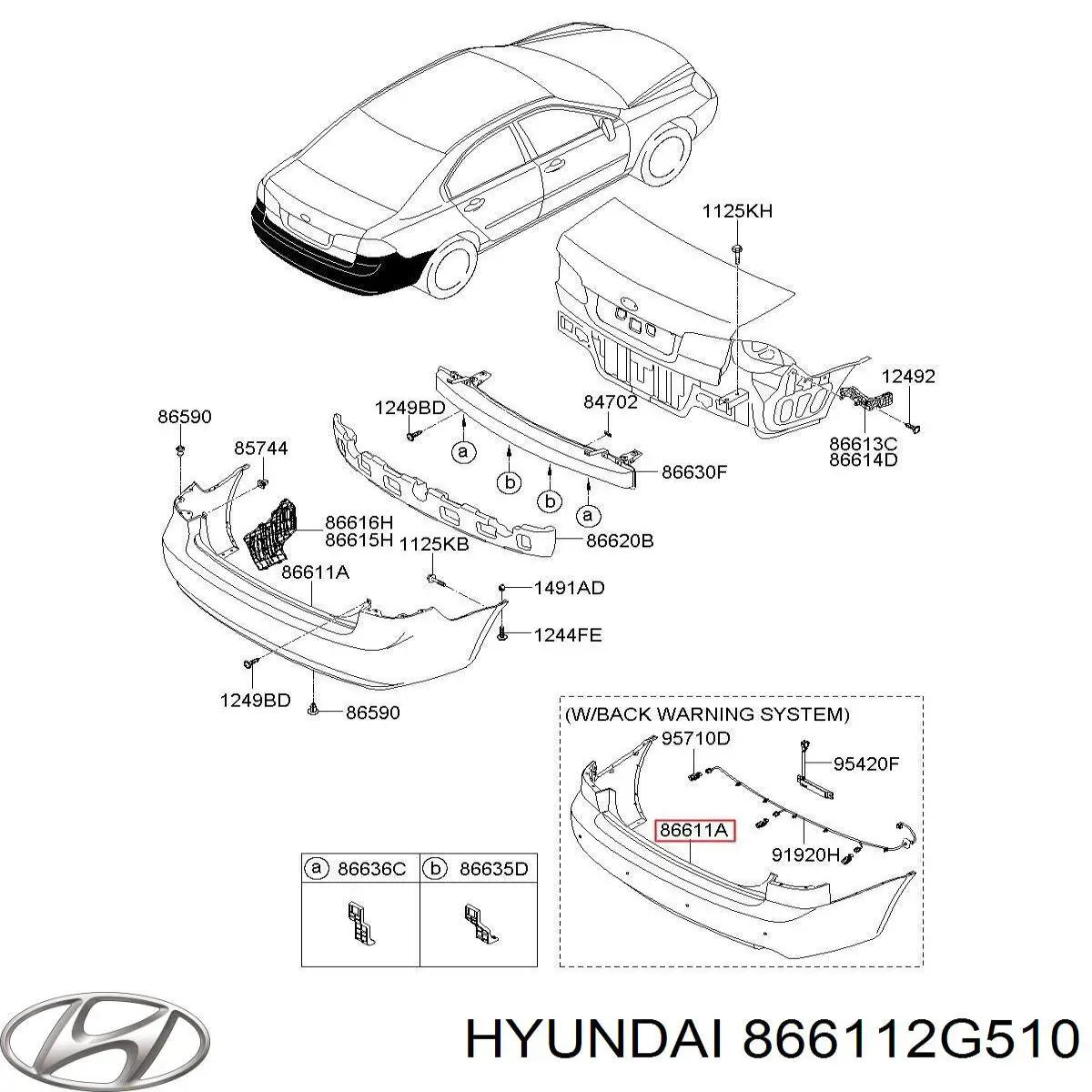 866112G510 Hyundai/Kia pára-choque traseiro