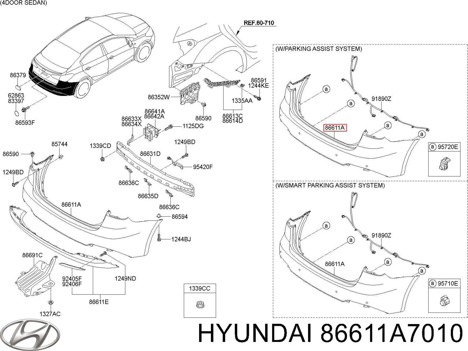 Купить 86611A7010 Hyundai/Kia Задний бампер