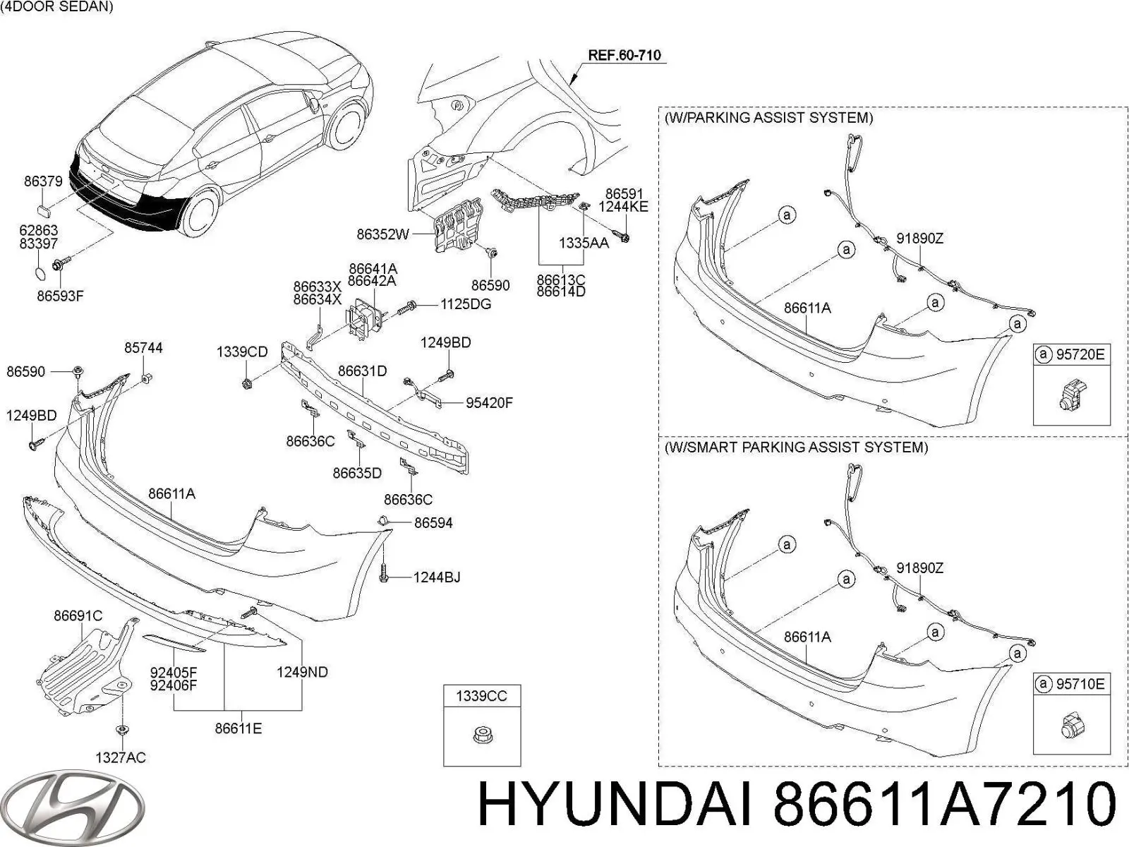 Задний бампер 86611A7210 Hyundai/Kia