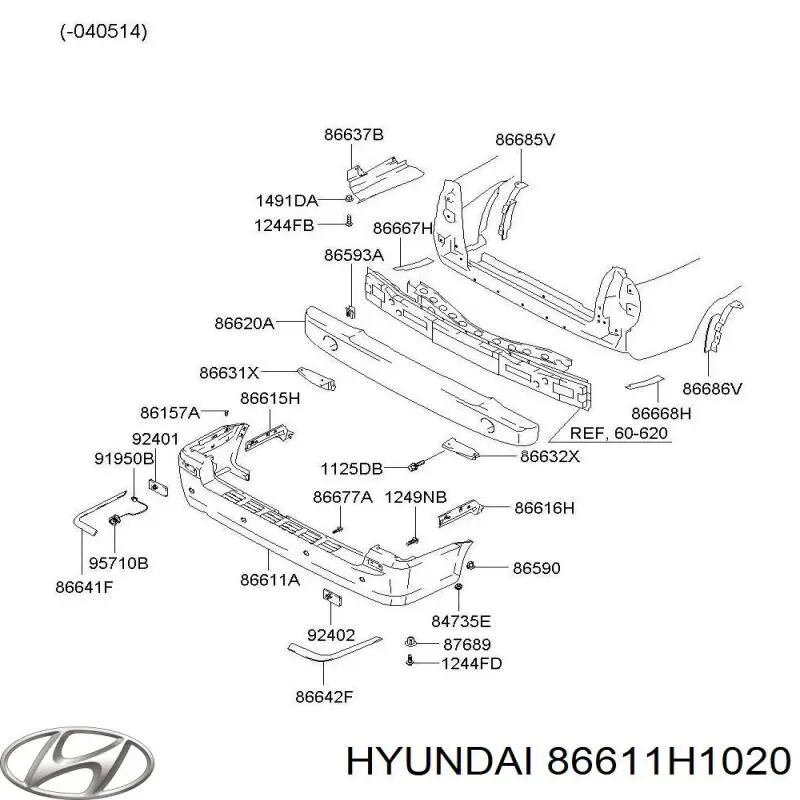 Pára-choque traseiro para Hyundai Terracan (HP)