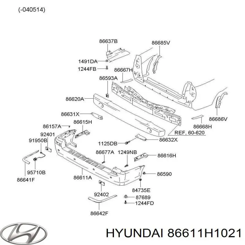 Бампер задний Hyundai/Kia 86611H1020 цена, от 88.69 USD