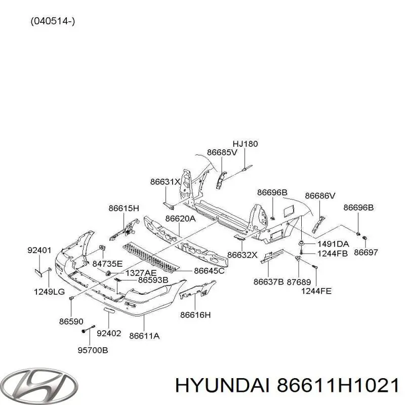 Купить 86611H1021 Hyundai/Kia Задний бампер