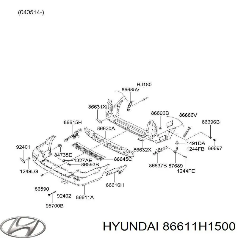 Бампер задний Hyundai/Kia 86611H1500 цена, от 84.75 USD