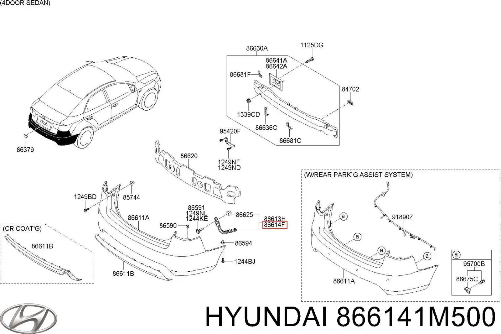 866141M500 Hyundai/Kia Левое крепление заднего бампера