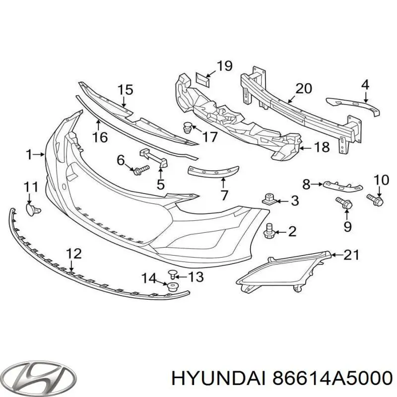 86614A5000 Hyundai/Kia Правое крепление заднего бампера