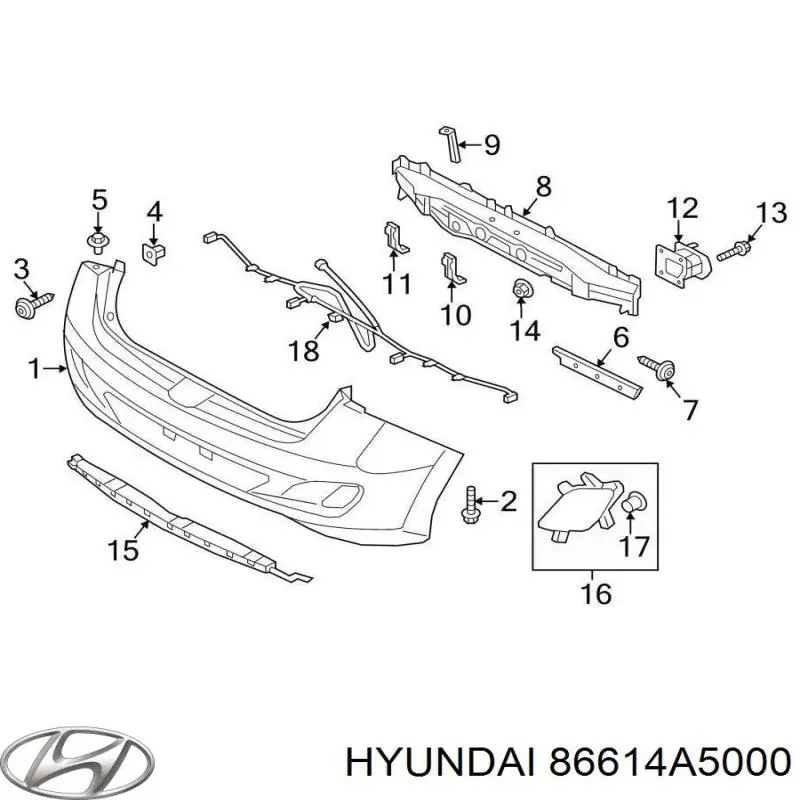 Крепление бамера правое Hyundai/Kia 86614A5000 цена, от 20.32 USD