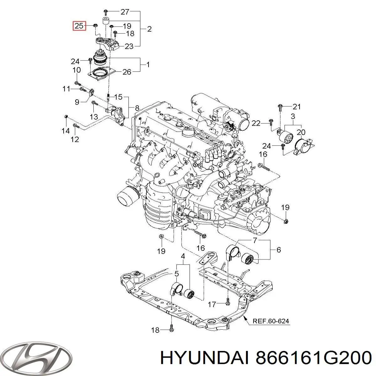 Купить 866161G200 Hyundai/Kia Правый кронштейн крепления бампера заднего