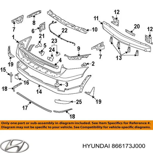866173J000 Hyundai/Kia Правое крепление заднего бампера