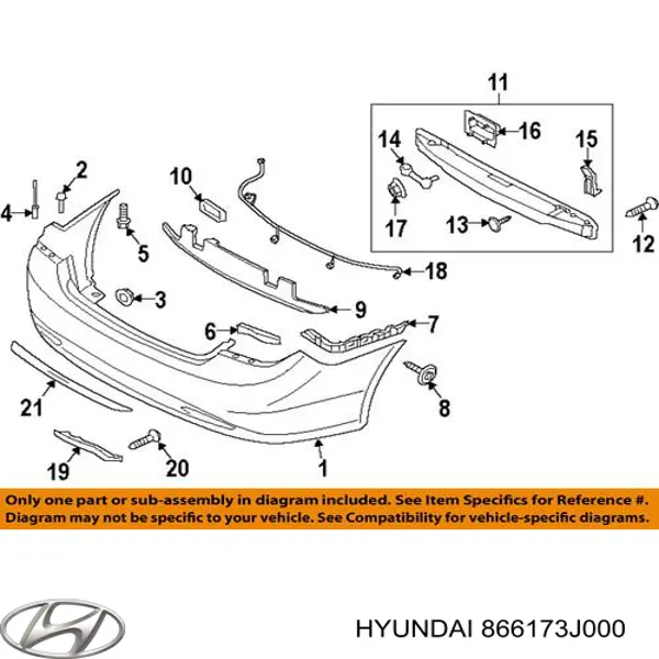 Крепление бамера правое Hyundai/Kia 866173J000 цена, от 10.45 USD