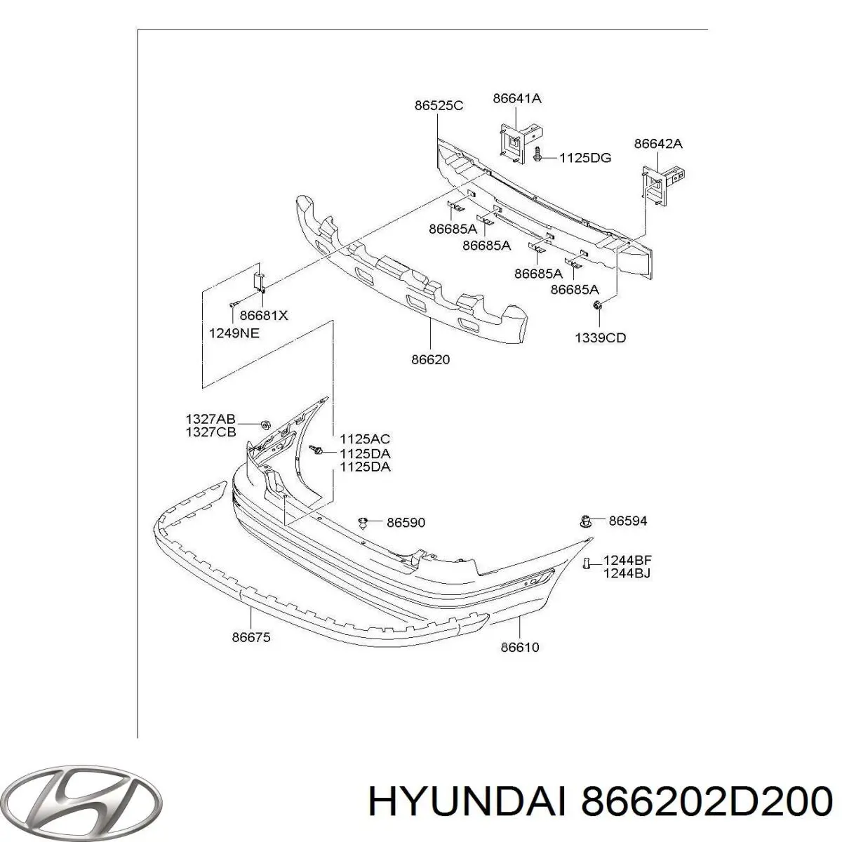 Абсорбер (наполнитель) бампера заднего на Hyundai Elantra XD