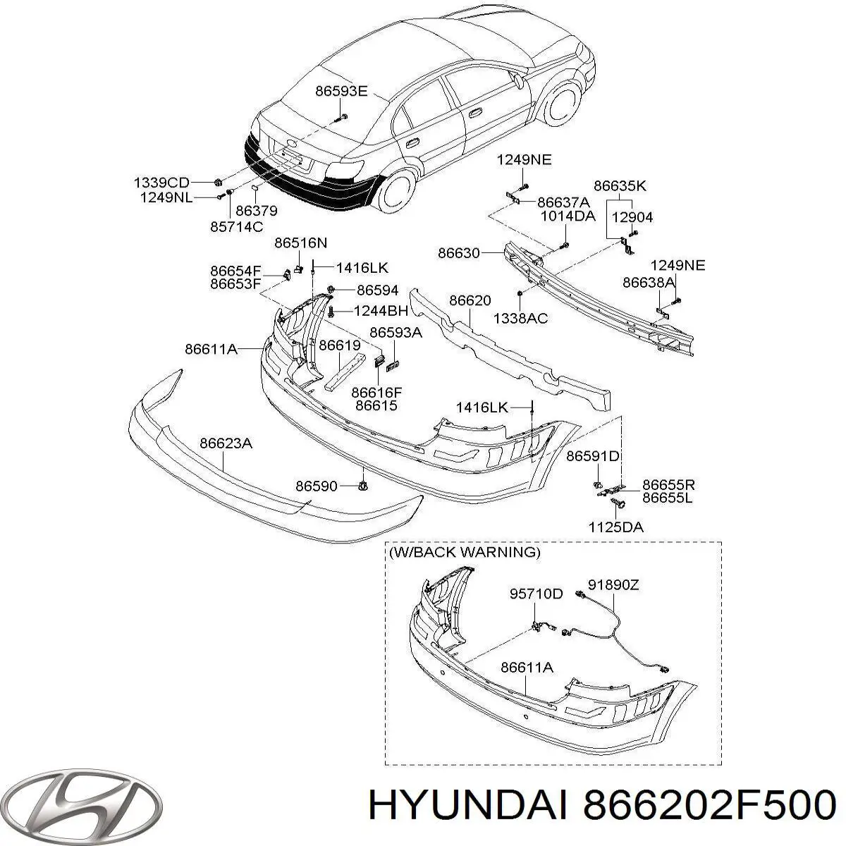 866202F500 Hyundai/Kia absorvedor (enchido do pára-choque traseiro)