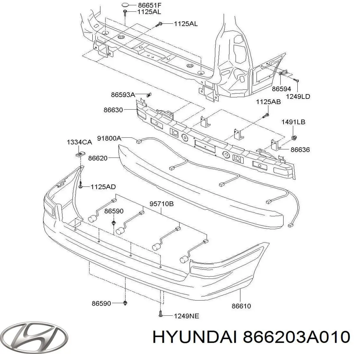 Абсорбер (наполнитель) бампера заднего на Hyundai Trajet FO