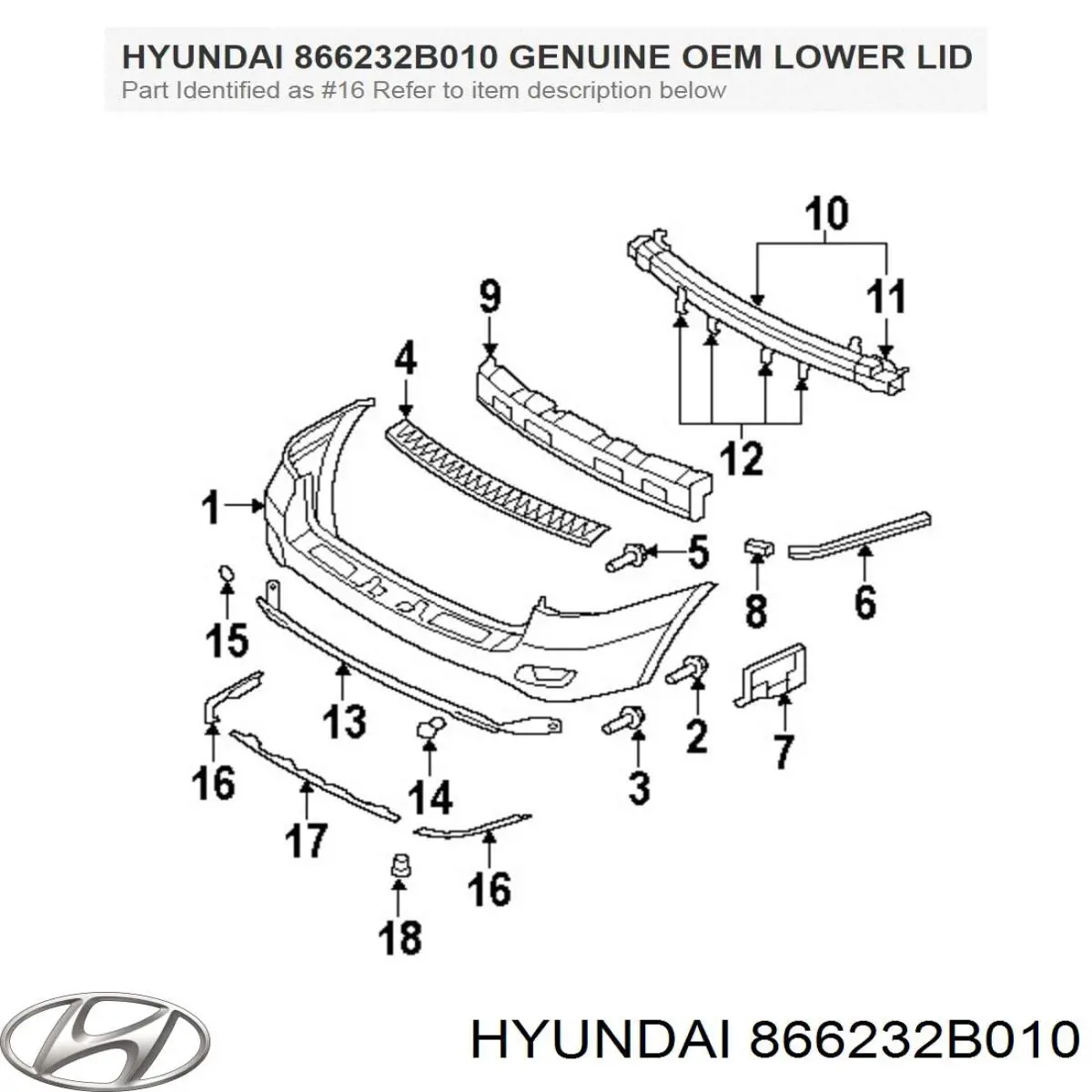 Молдинг бампера заднего правый Hyundai/Kia 866232B010 цена, от 15.81 USD