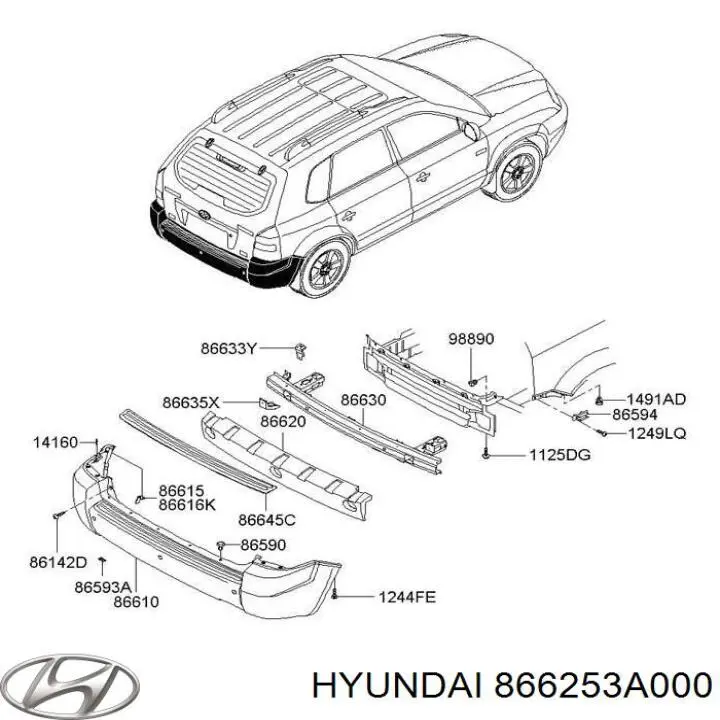 866253A000 Hyundai/Kia кронштейн бампера переднего