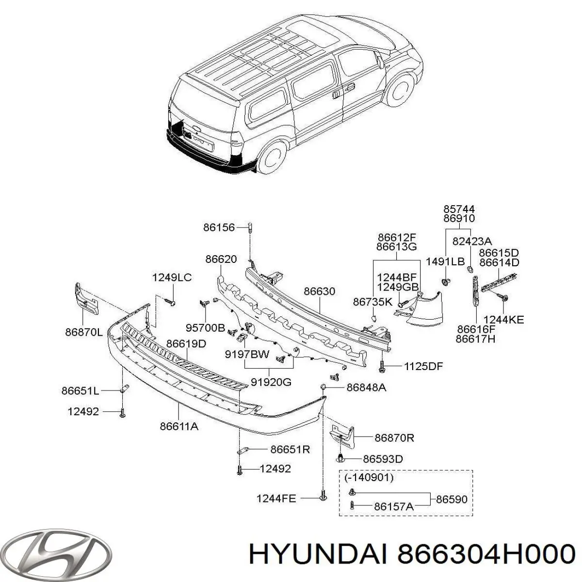 866304H000 Hyundai/Kia Швеллер заднего бампера