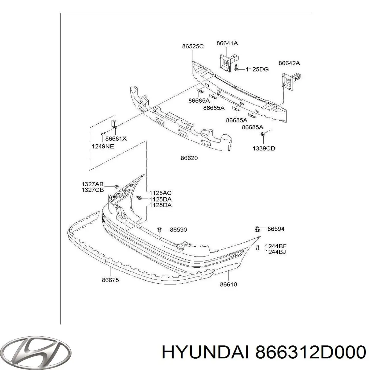 866312D000 Hyundai/Kia усилитель бампера заднего