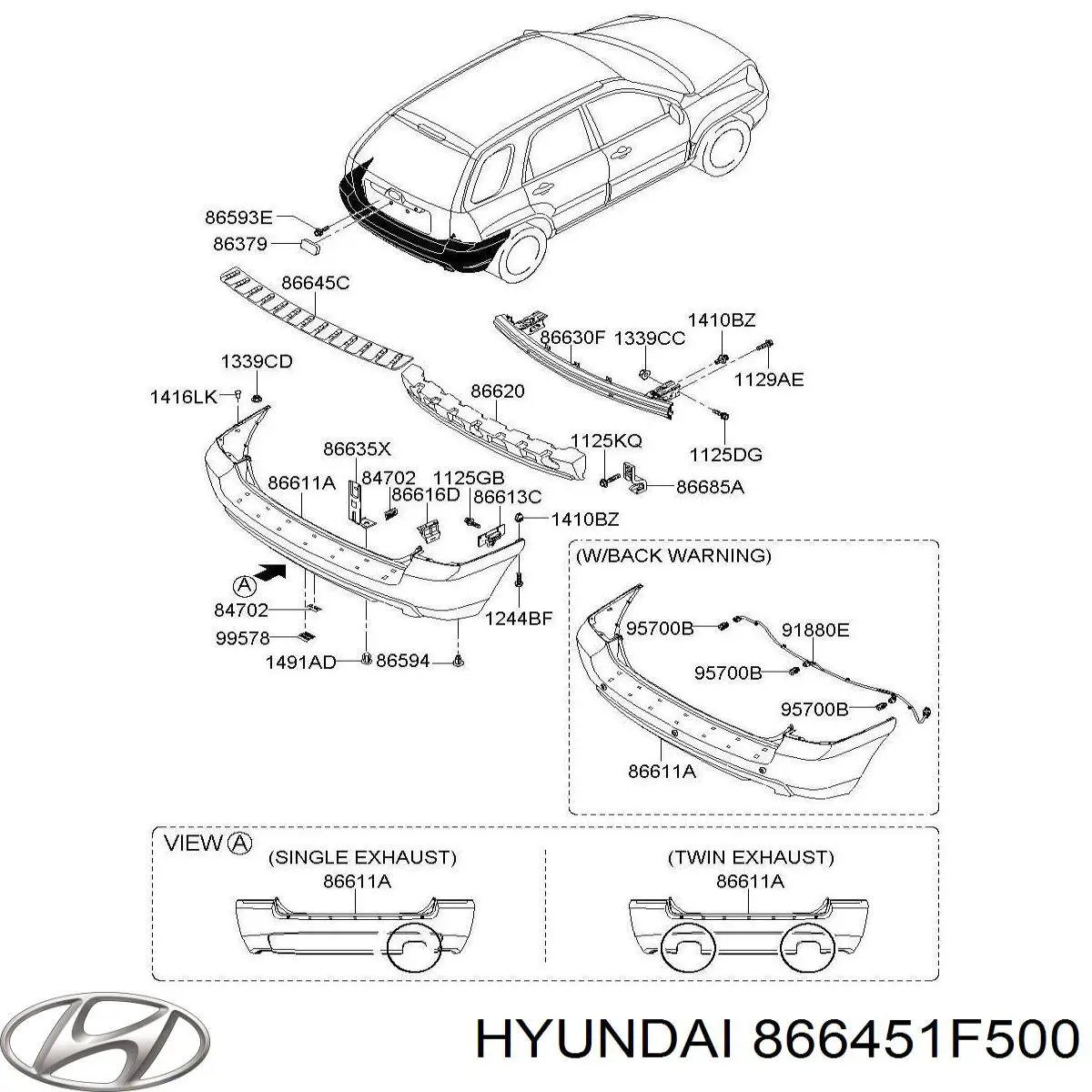 Накладка бампера заднего верхняя защитная (ступень-подножка) Hyundai/Kia 866451F500 цена, от  USD