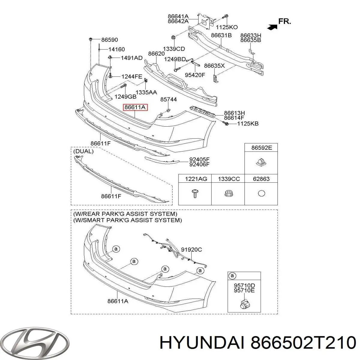 Бампер задній 866502T210 Hyundai/Kia